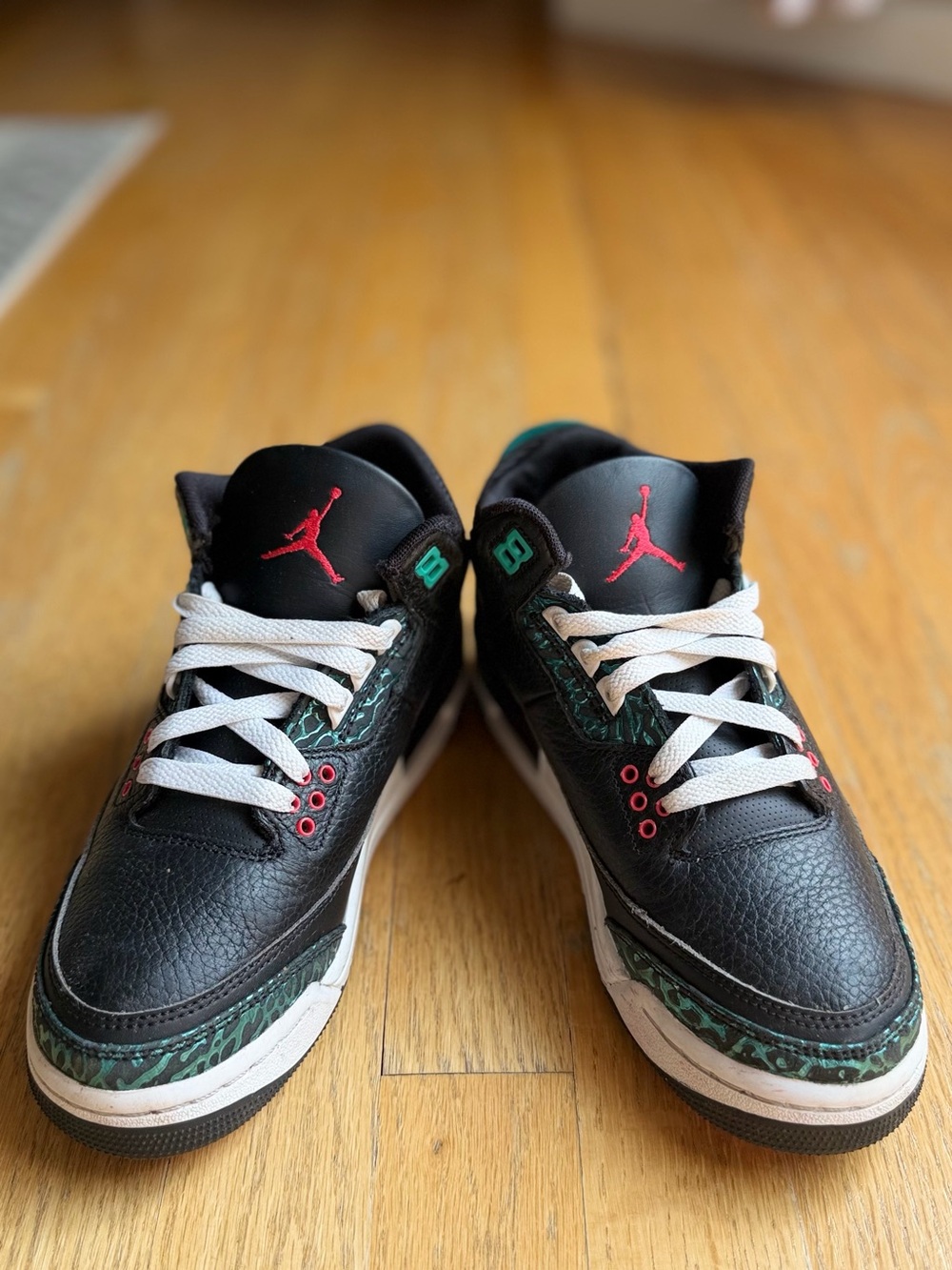 Jordan Kids Black with Green and Red Accent Low-Top Sneakers